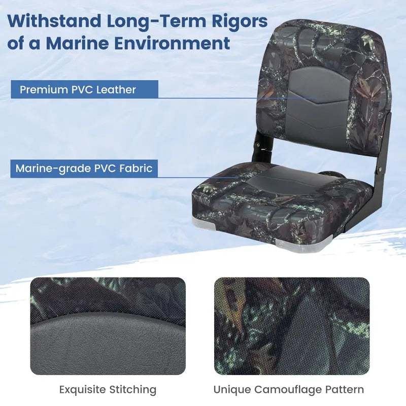 Pair of Waterproof Camo Boat Seats Designed for Fishing Captains and Marine Use