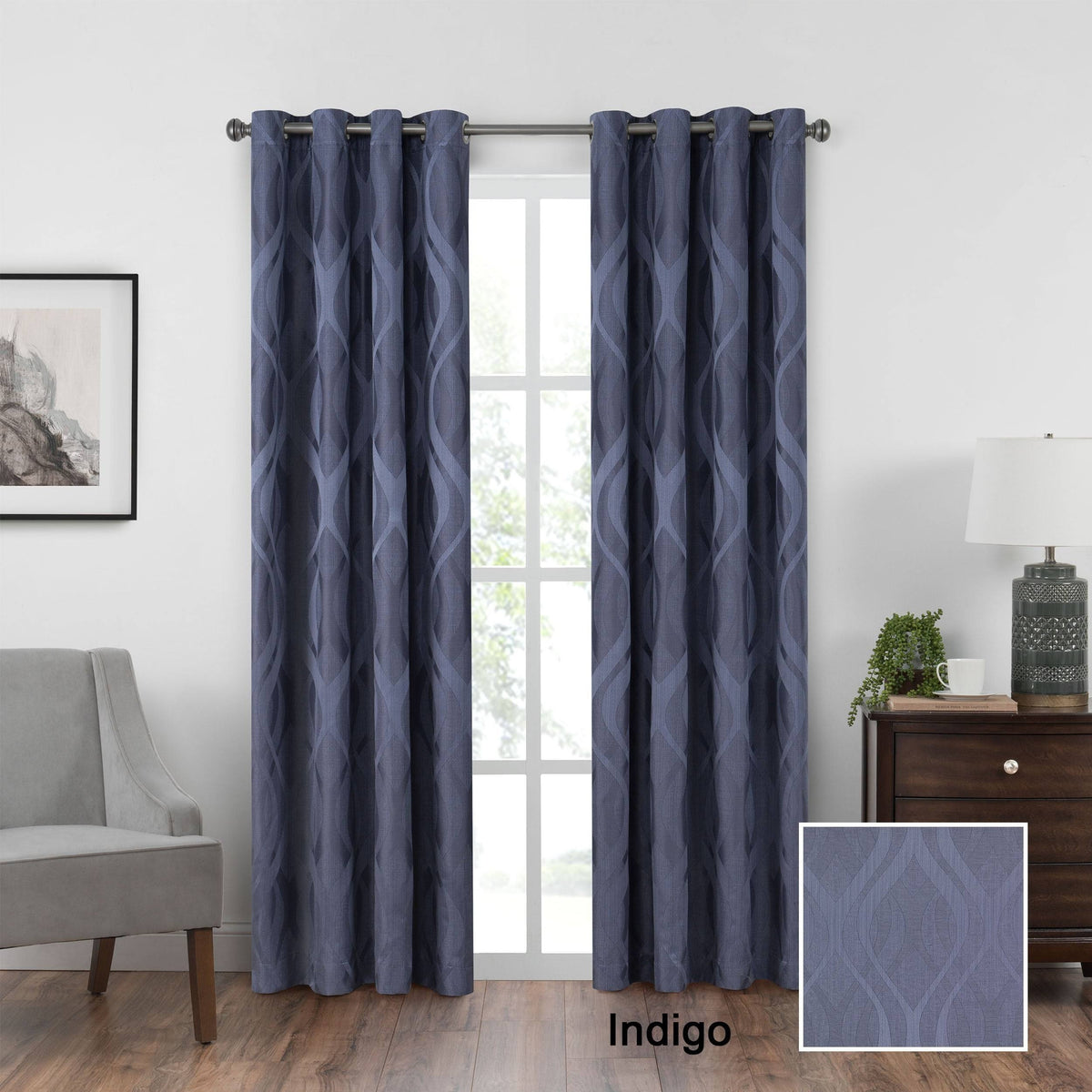 108"x52" Caprese Grommet Top Blackout Curtain Panel Indigo - Eclipse