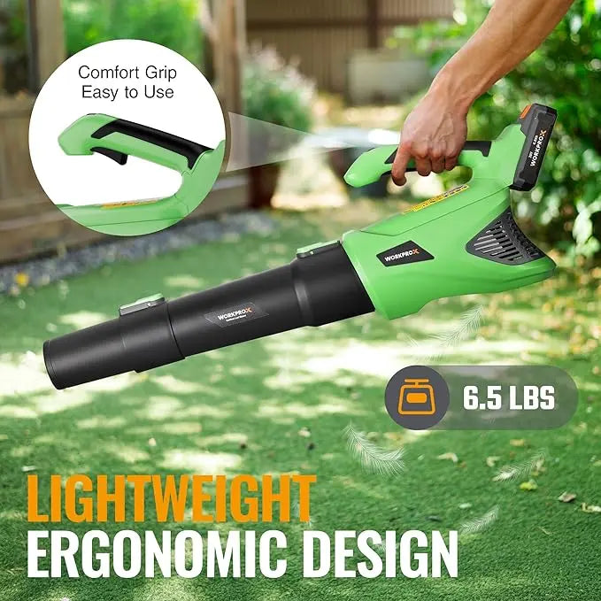 WORKPROX 20V Variable-Speed Cordless Leaf Blower – Includes 4.0Ah Battery and Fast-Charging USB-C Cable