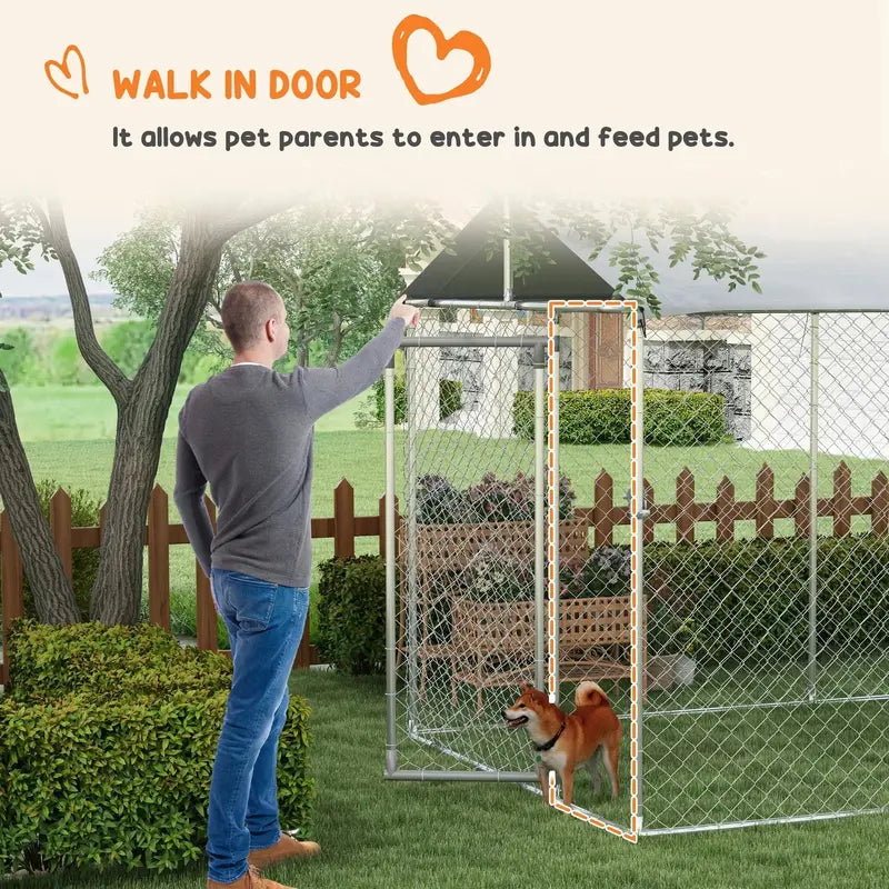 PawHut Heavy-Duty Waterproof Outdoor Dog Kennel – 19.7 ft x 7.5 ft