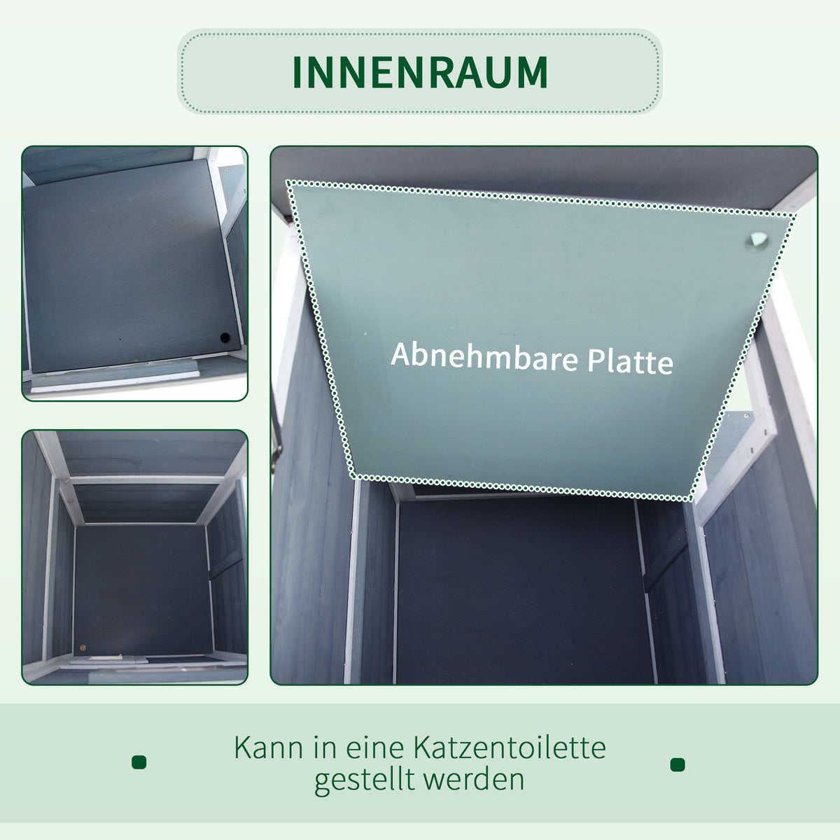 PawHut Katzenhaus aus Holz 2 Etagen Winterfest wasserdicht Katzenhütte mit Asphaltdach Treppen Fenster Katzenhöhle Outdoor Schutzhütte für Draußen Garten Balkon 51 x 51 x 81,3 cm Grau