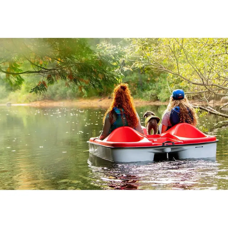 Pelican Monaco 5-Seat Pedal Boat – Adjustable Seating, Red & White Design
