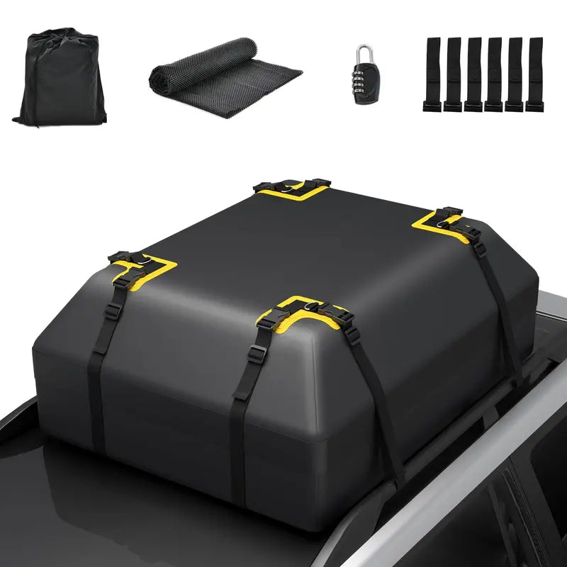Roof-Mount Cargo Carrier Bag – 15 or 21 Cu.Ft Expandable Travel Storage