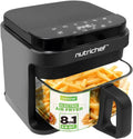 Nutrichef 5.8QT Transparent Air Fryer – 8-Preset Digital Cooker with Clear Fry Bowl