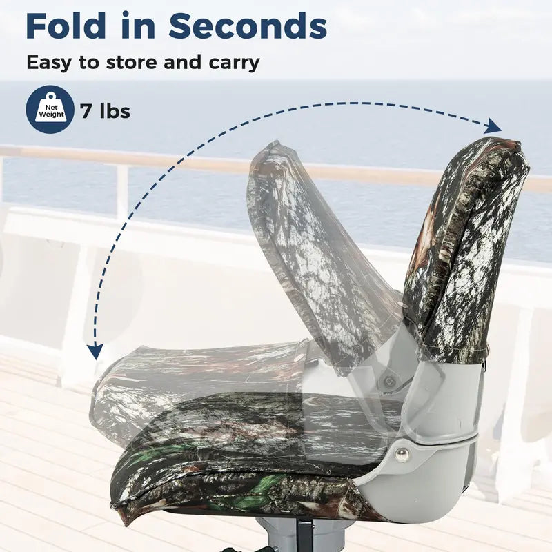 Versatile Folding Boat Seat – Low or High Back Design with Stainless Hardware & Cushioned Support