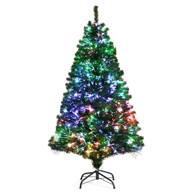 Pre-Lit Fiber Optic Artificial Christmas Tree – Premium Spruce Style with Sturdy Metal Stand