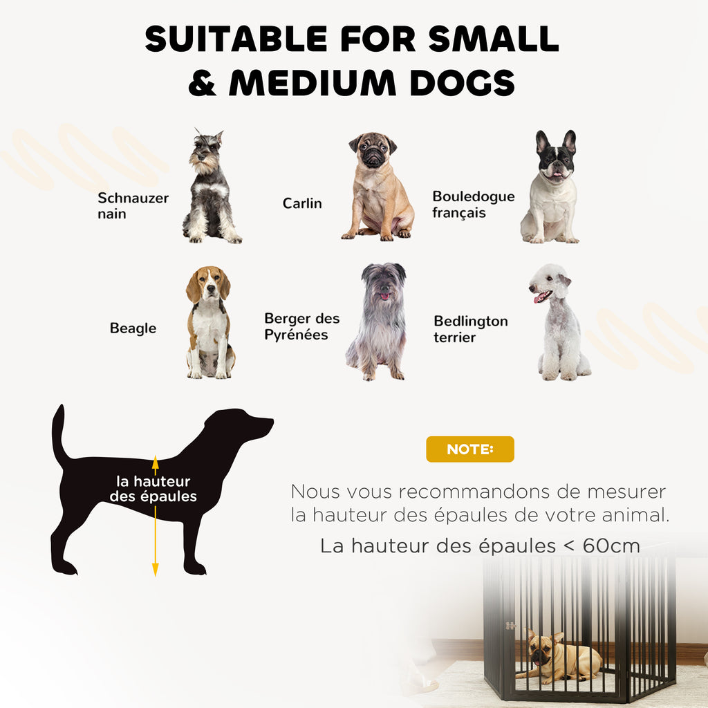 PawHut Hundepark, Tierpark, 5 Paneele, tragbarer faltbarer Zaun, sicher, schwarz