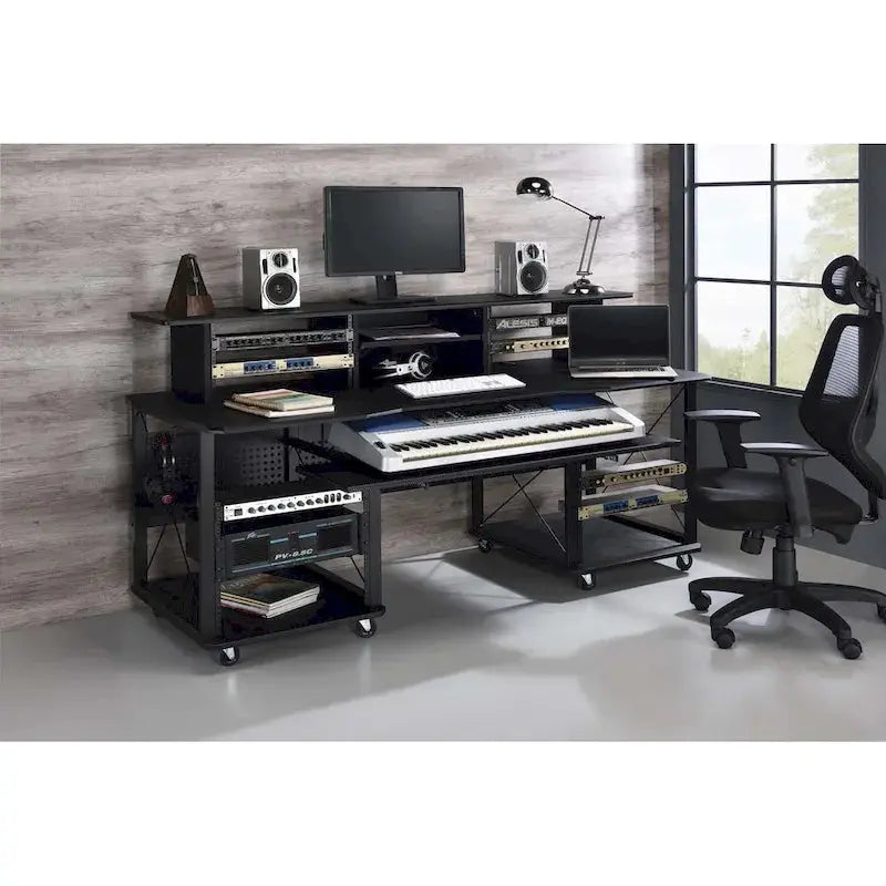 Mobile Rectangular Music Desk – 8 Swivel Casters + Dedicated Keyboard Tray