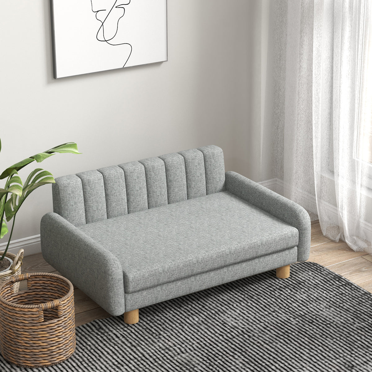 PawHut Hundebett, weiches Kissen, waschbarer Bezug, rutschfeste Füße, grau, 94B x 61T x 40H cm