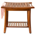 Utoplike Teak Shower Bench Seat with Handles, Non-Slip Rubber Feet, 22″x13″x18.6″ for Indoor/Outdoor Use
