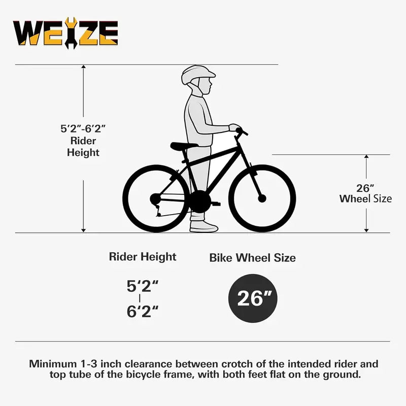 WEIZE Dual-Suspension Mountain Bike – 26″ or 27.5″ Hybrid Off-Road Bicycle for Adults, 18-Speed Shimano Drivetrain, Steel Frame, Adjustable Ergonomic Saddle