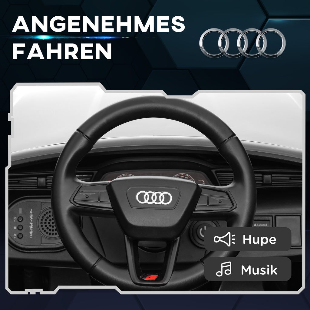 AIYAPLAY Elektro-Kinderauto, 12V Audi Q8, 3-5 km/h, Fernsteuerung, Scheinwerfer, Musik, Weiß