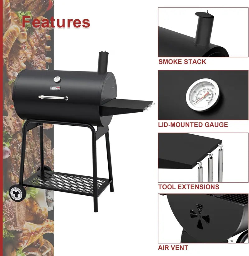 Royal Gourmet CC1830 30-Inch Barrel Charcoal Grill with Warming Rack