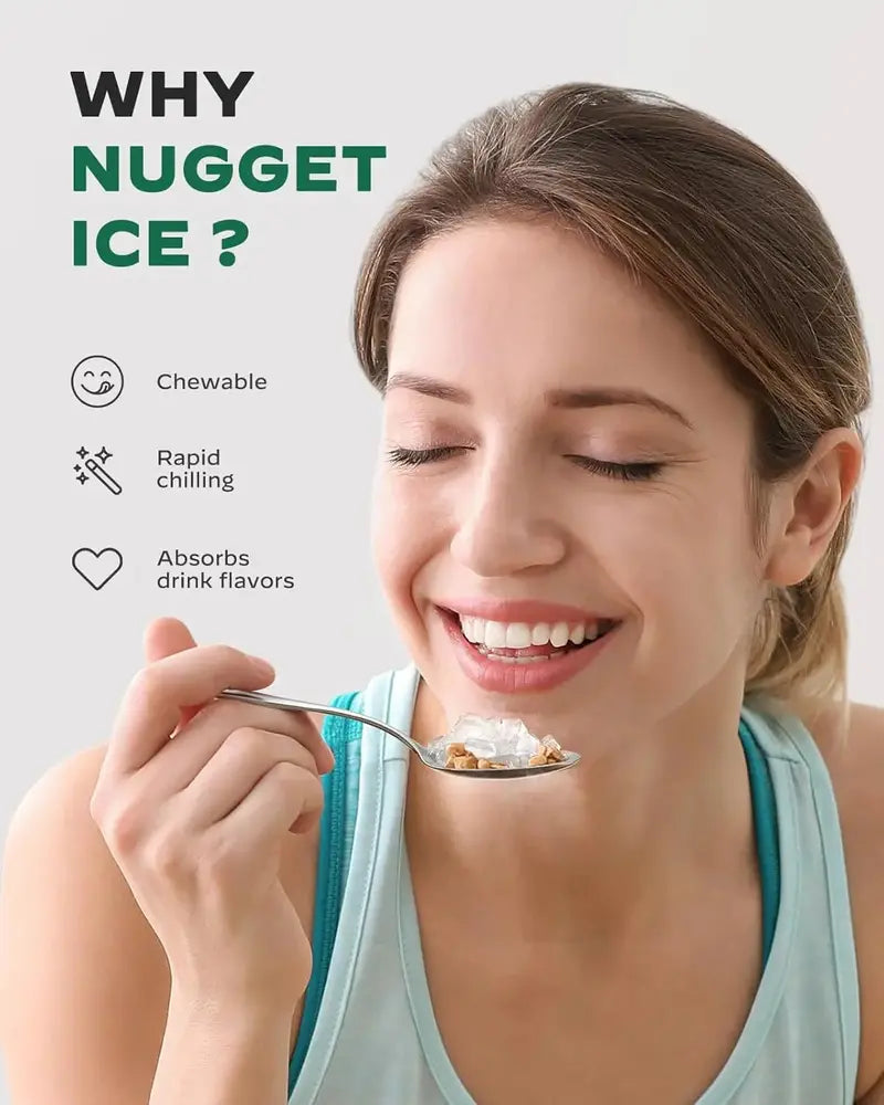 Silonn Countertop Nugget Ice Maker – 33 lbs/Day Pebble Ice, One-Touch Operation, Self-Cleaning Function