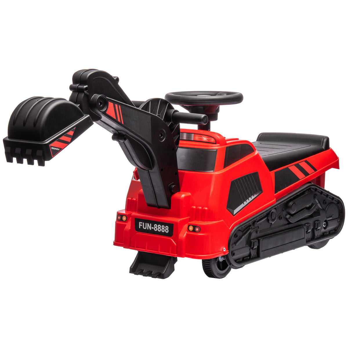 HOMCOM 3-in-1 Aufsitzbagger für Kinder 1,5 bis 4 Jahre, Musikfunktion, Schwarz/Rot