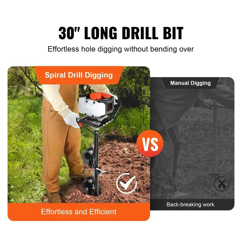 VEVOR 52cc Post Hole Digger – 1450W Gas-Powered Auger for Fencing & Landscaping