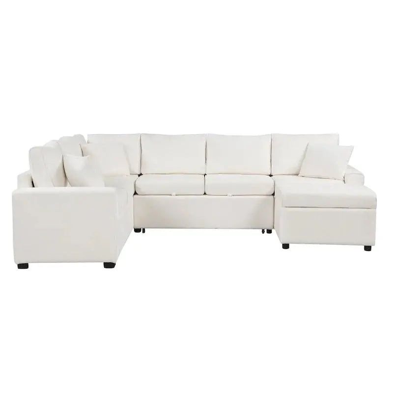 Modular Sectional Sofa Bed – Pull-Out Sleeper Convertible with Comfortable Mattress Support