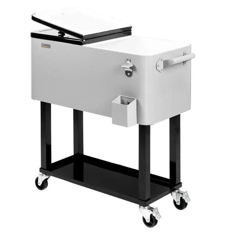 VINGLI 80-Quart Portable Rolling Ice Chest – Insulated Cooler with Internal Shelf and Locking Wheels