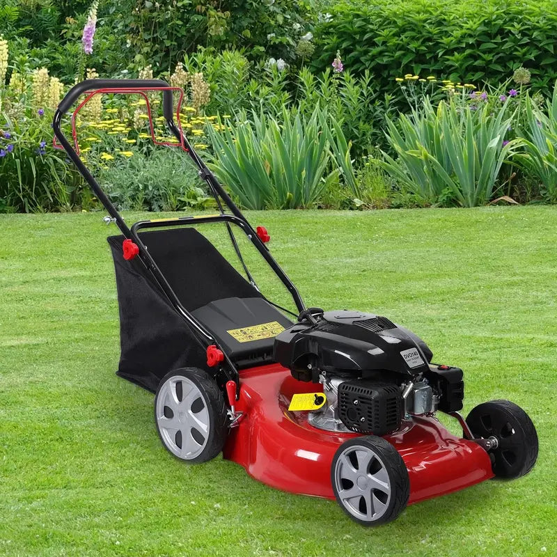 Self-Propelled Gas Lawn Mower with 141cc Engine, 50L Grass Catcher & Large Wheels