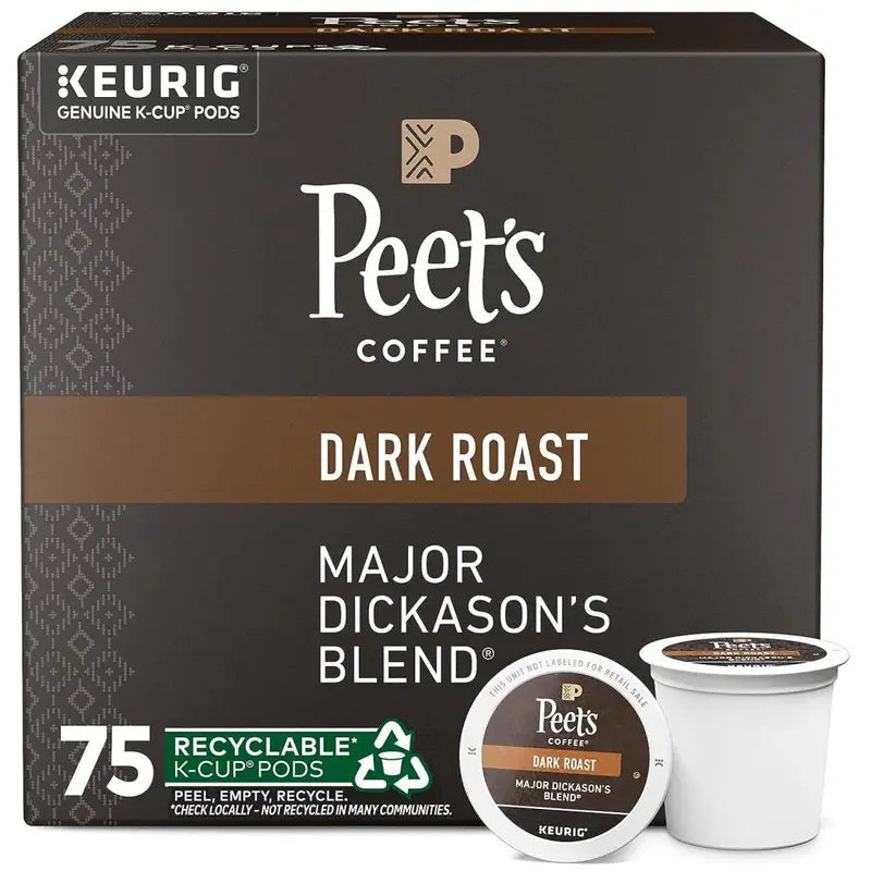 Peet's Major Dickason's Blend Dark Roast K-Cup Pods – Bold, Smoky, Full-Bodied Flavor
