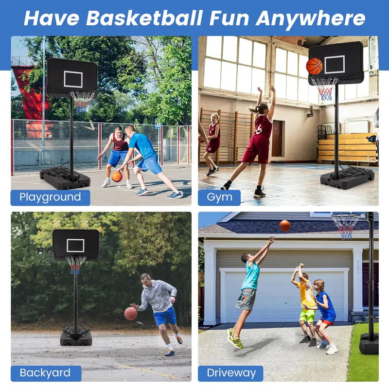 Outdoor-Ready Adjustable Basketball Goal – 6.5–10 ft Height Range & 44″ Shatterproof Backboard