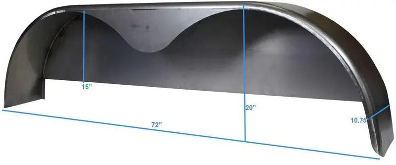 Welded Steel Tandem-Axle Trailer Fender Set – 72″ × 10.75″, Includes Back Plates (2-Pack)