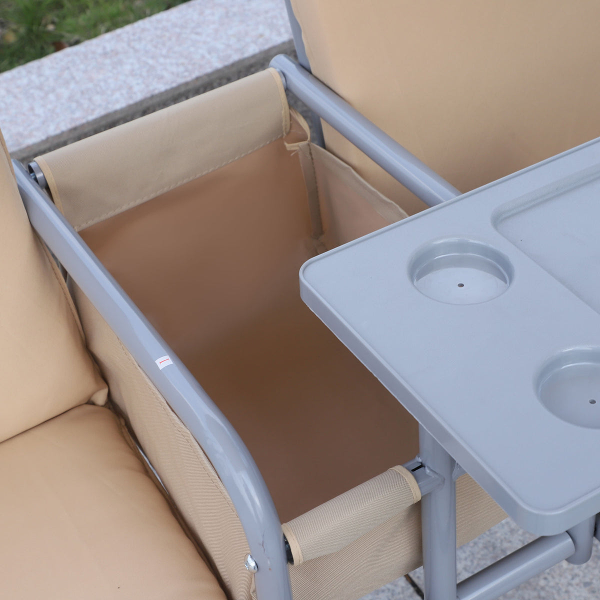 Outsunny Hollywoodschaukel Gartenschaukel Schaukel 2-Sitzer mit Sonnendach Beige 175 x 112 x 165 cm