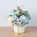 Small Potted Dried Flower Arrangement – Compact Faux Bouquet for Shelf & Table Display