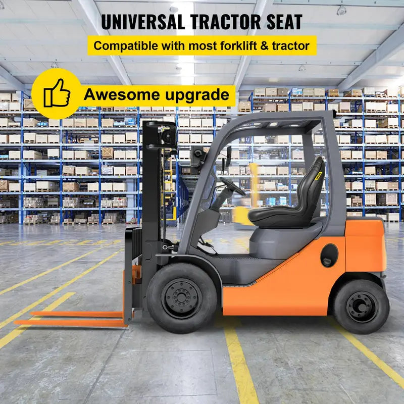 VEVOR Universal High-Back Tractor Seat — Black Vinyl, Drain Hole, Easy-Mount Design for Lawn Mowers & Industrial Equipment
