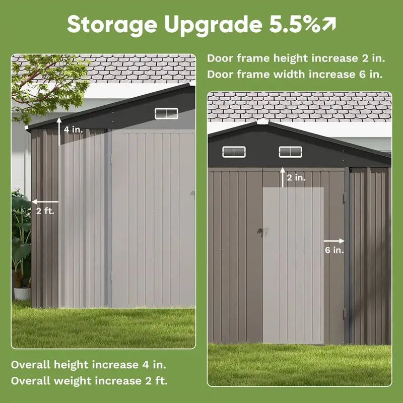 Patiowell 10′ x 10′ Heavy-Duty Metal Storage Shed – Sloped Roof Design with Dual Lockable Doors
