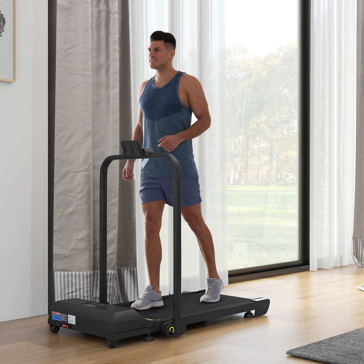 HOMCOM Elektrisches faltbares Laufband 2 in 1, 1-10 km/h, elektrisches Gehband mit Fernbedienung 130 x 59 x 96 cm schwarz