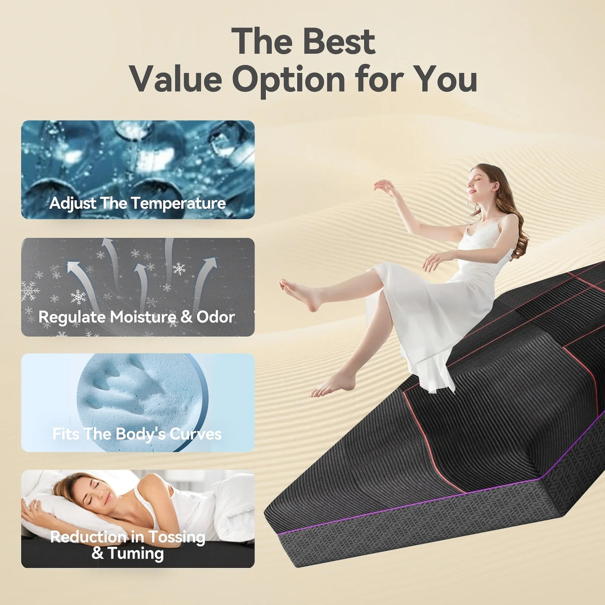 Sailvan Full Size Mattress, 12 in Memory Foam Mattress in a Box, Medium Firm Mattress Full Size with Upgrade 7 - Zone Support, Motion Isolation & Certipur - US for Pressure Relief, Black