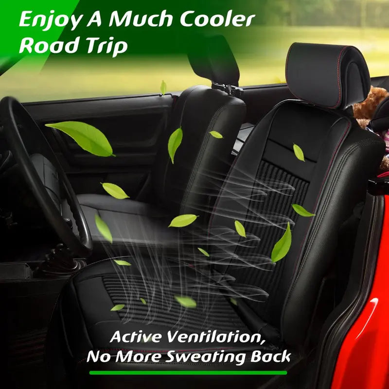Paffenery 3-in-1 Heated Cooling Car Seat Cover with Massage, Universal Fit, Leather, 12-24V
