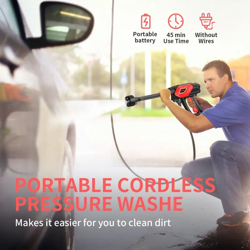 VAVSEA Cordless Pressure Washer, 24V with 6-In-1 Adjustable Nozzle, 32.8FT Water Pipe
