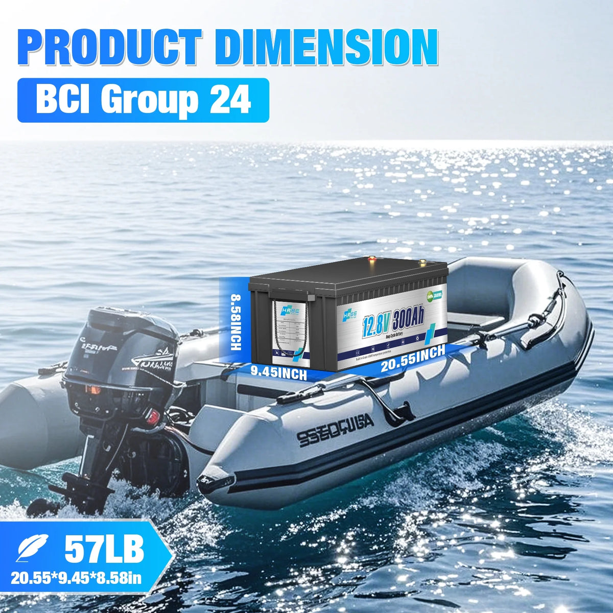 12V 300ah LiFePO4 Lithium Battery, RV Batteries for Marine, Solar, Trolling Motor, Golf Carts, Motorhome, Camper, Home Energy Storage, Built in 200A BMS, HRBEENERGY 15000+Deep Cycles