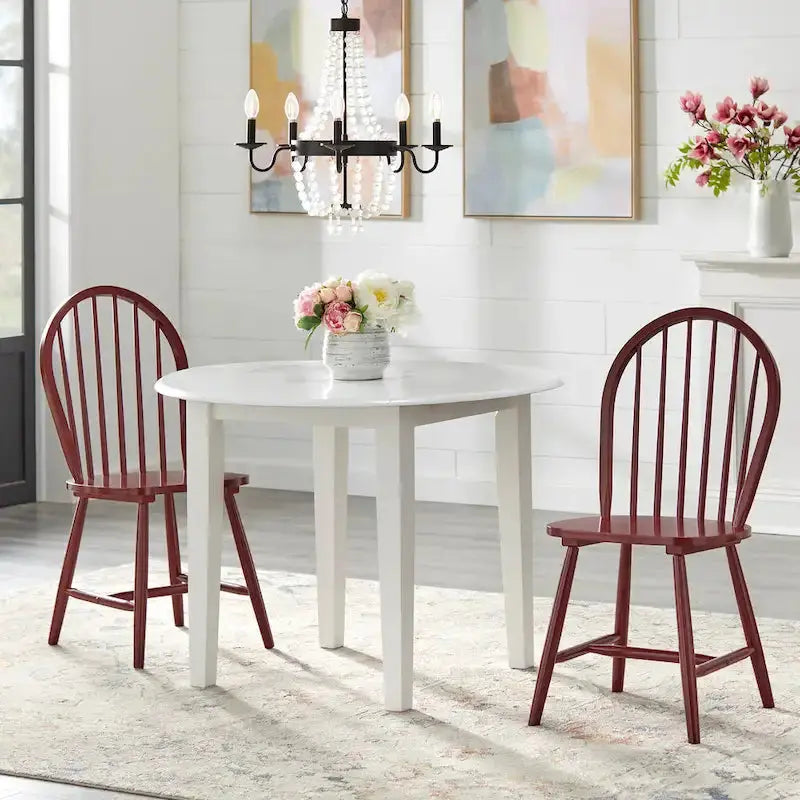 Simple Living Rollo Drop-Leaf Dining Set – Solid Wood 3-Piece Extendable Table & Chairs
